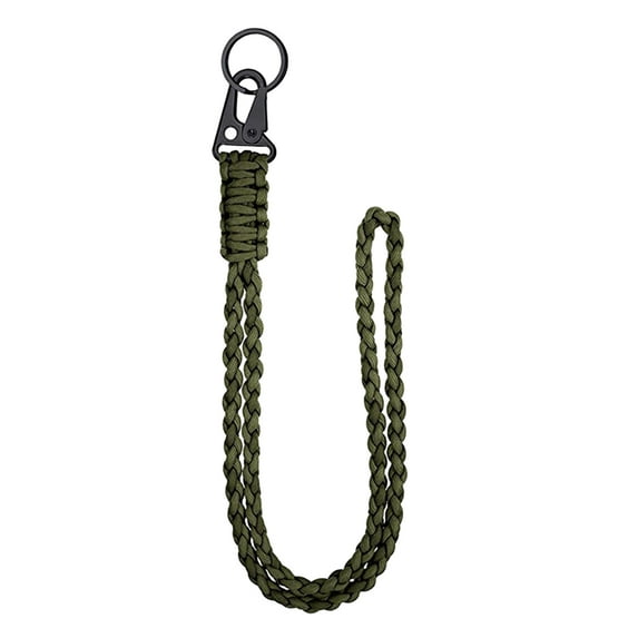 Portable Braided Lanyard for Outdoor Activities Heavy Duty Paracords Lanyard with Buckle Strong Hanging Rope for Keychain Necklace ID Card Badge Holder Whistles Strap -Army Green