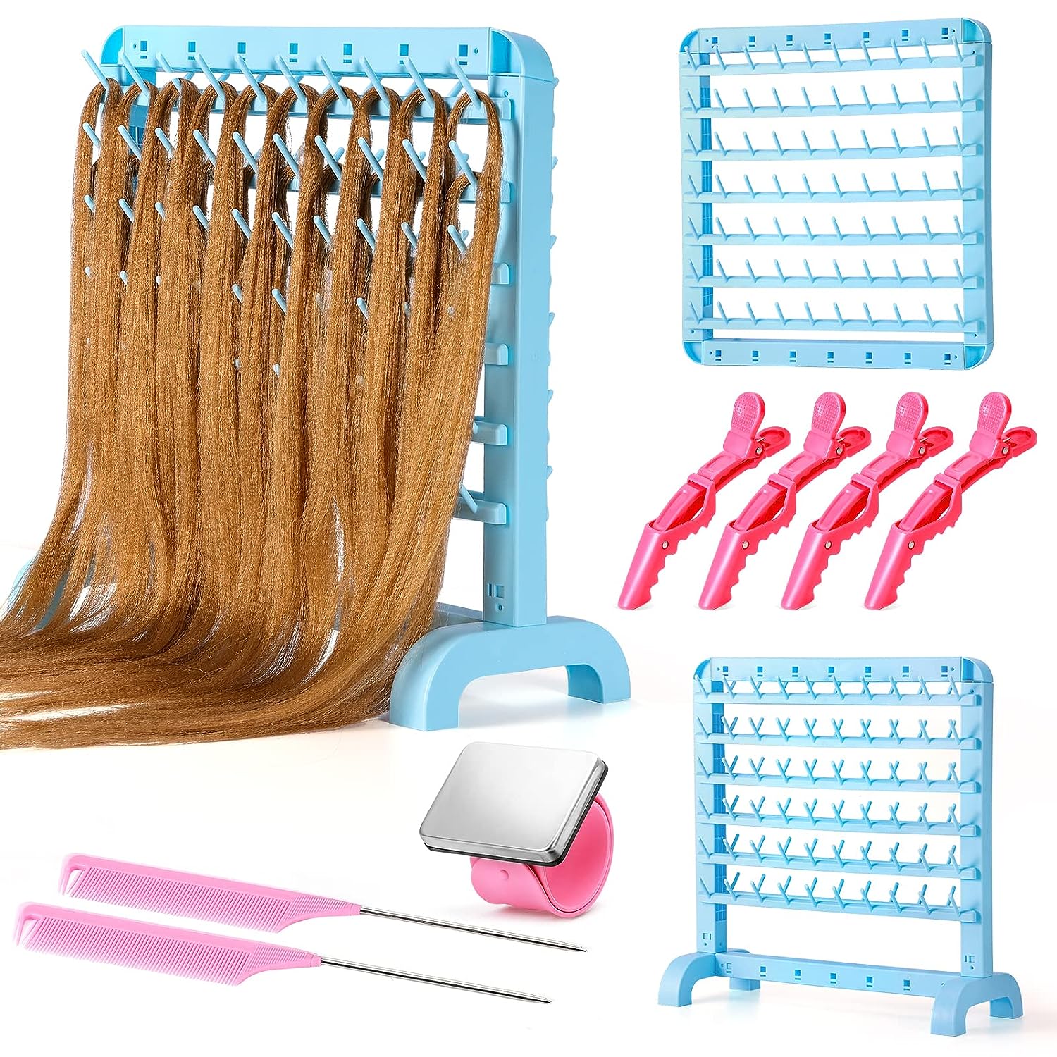 Portable Braiding Hair Rack 120 Pegs, 2-in-1 Standing Hair Holder Braid Rack  for Braiding Hair, Double Sided Hair Separator Stand for Stylists, Hair  Extension Holder with Hair Supplies 