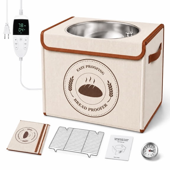 MYMULIKE Foldable Dough Proofer, 600D Oxford Cloth Fermentation Box with Digital Temperature Control, 3-Side Even Heating Dough Proofing Box for Bread, Sourdough, Yogurt, Pizza, Wine Fermenting