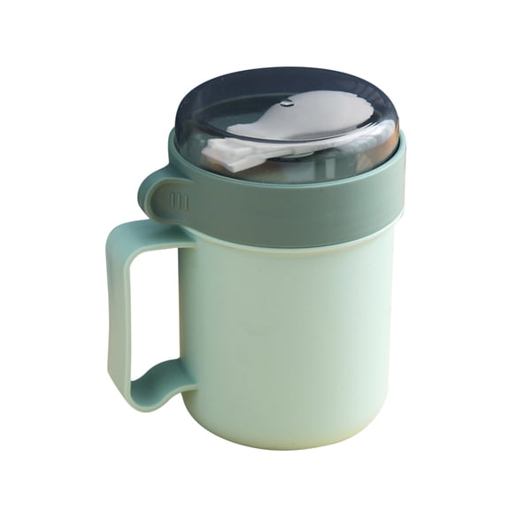 Portable Breakfast and Cereal Cup with Lid and Built-In Spoon, 17-Ounce Insulated Container for Milk, Soup, or Oatmeal, Sealed Design for Commuting and Office Use