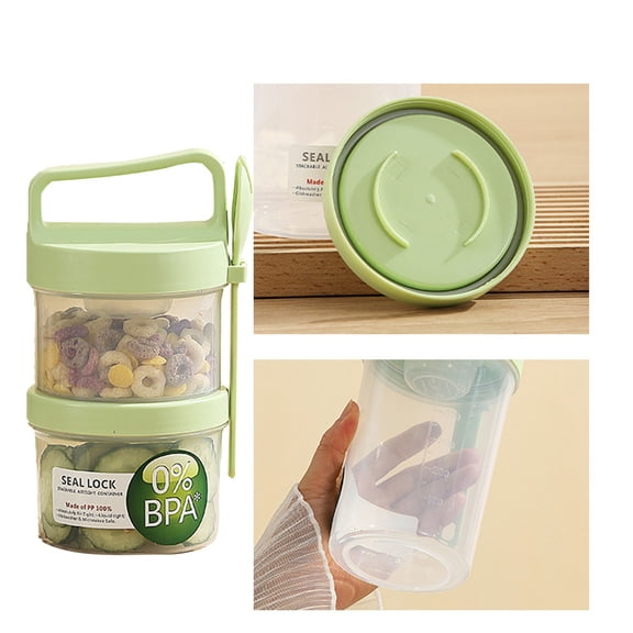 Portable Breakfast Cup Set: 360ml + 360ml For Fruits Oats Yogurt Milk & | Perfect For Students & Outdoor Picnics | Includes Spoon & Design