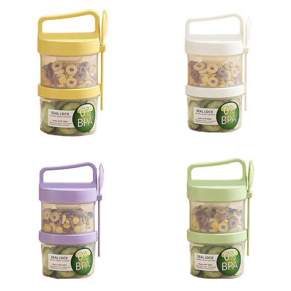 Portable Breakfast Cup Set: 360ml + 360ml For Fruits Oats Yogurt Milk & | Perfect For Students & Outdoor Picnics | Includes Spoon & Design