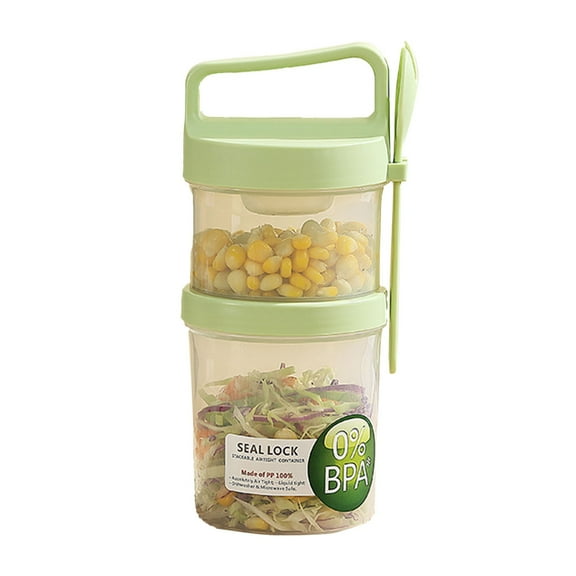 Portable Breakfast Cup Set for Fruits Oats Yogurt Milk - 560ml & 360ml Leakproof Containers - Ideal for Students Travel Picnics - Includes Spoon and Stylish Design