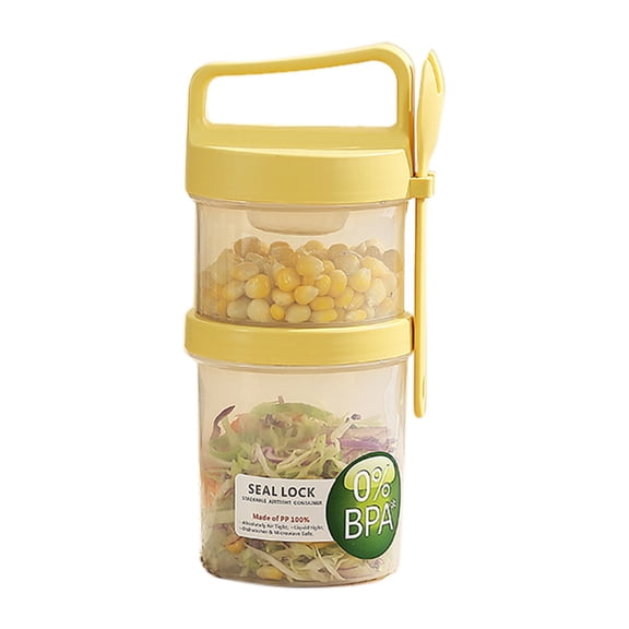 Portable Breakfast Cup Set - Two - Floor Design, Compact, User - Friendly, with Spoon, Ideal for Students and Picnics