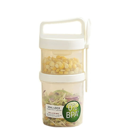 Portable Breakfast Cup Set - Two - Floor Design, Compact, User - Friendly, with Spoon, Ideal for Students and Picnics