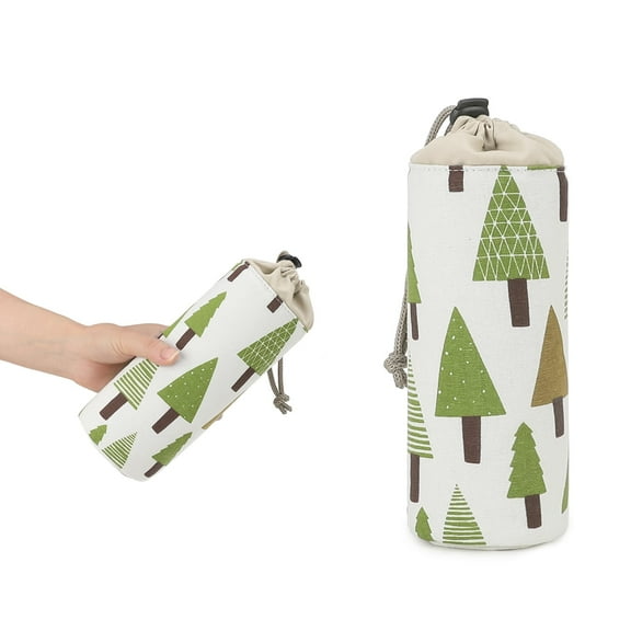 Portable Breast Milk Insulated Cooler Bag, Linen Insulated Baby Bottle Bag with Aluminum Foil Lining & Drawstring Closure, 240ml Milk Bottle Storage Bag for Mom Travel, 2.75in x 7.48in