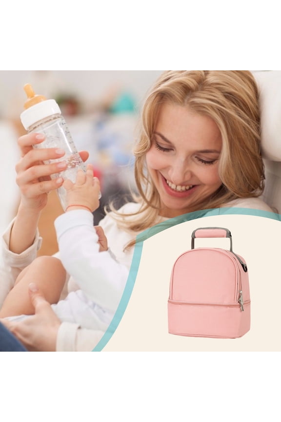 Portable Breastmilk Storage Backpack - Insulated Cooler Bag for Breastfeeding, Travel & Office - 4-6 Hour Temperature Retention - Oxford Cloth - 10.23x9.44x6.69in - Black Gray Green Pink