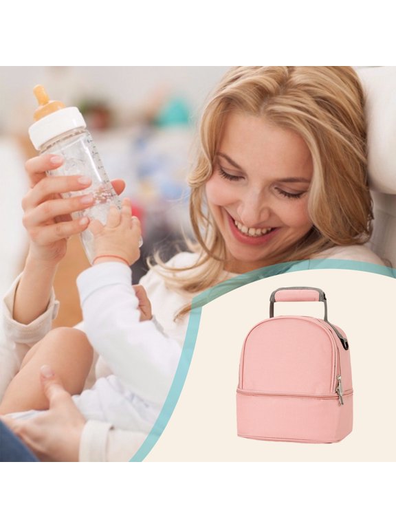 Portable Breastmilk Storage Backpack - Insulated Cooler Bag for Breastfeeding, Travel & Office - 4-6 Hour Temperature Retention - Oxford Cloth - 10.23x9.44x6.69in - Black Gray Green Pink