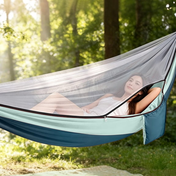 Portable Breathable Mesh Camping Hammock with Spreader Bars & Carrying Bag, Quick Setup Outdoor Swing Hammock, Comfortable Hammock for Backyard Patio Hiking Backpacking Travel Beach Relaxation, C