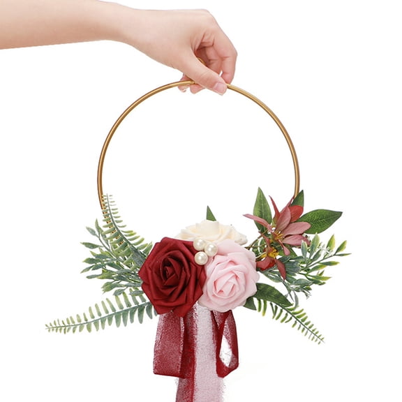 Portable Bridal Artificial Rose Holding Flowers Wreath Wedding Party Decorations For Bride Bridesmaids