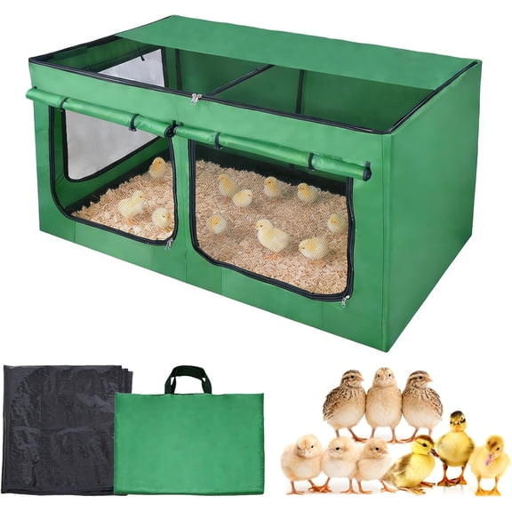 Portable Brooder Box for Chicks with Breathable Mesh & Waterproof Pad, Large Chicken Run Starter Kit for Indoor Outdoor Use with Duck Quail Pen