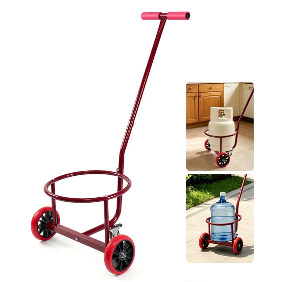 Portable Bucket Cart, 5 Gallon Bucket Cart, 300-Pound Capacity, with Braked Wheels, Multi-Functional and Adaptable to Water Buckets, Propane Tanks, and Trash Cans; Suitable for The Elderly and Women