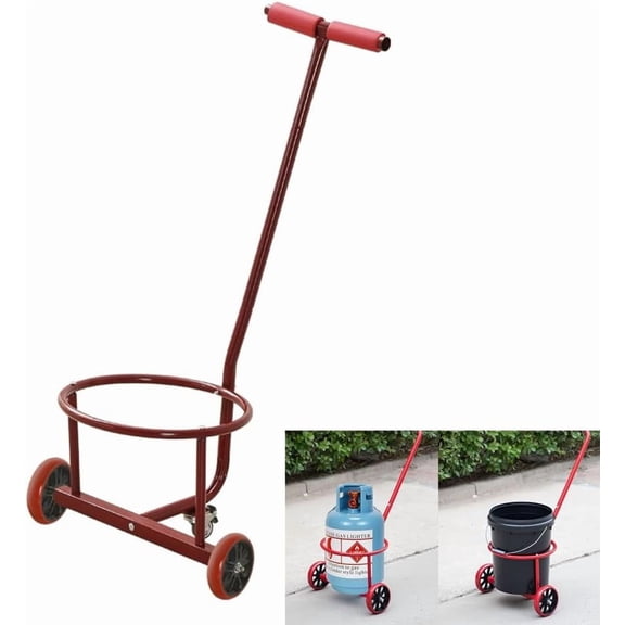 Portable Bucket Cart, 5 Gallon Bucket Cart, 300-Pound Capacity, with Braked Wheels, Multi-Functional and Adaptable to Water Buckets, Propane Tanks, and Trash Cans; Suitable for The Elderly and Women
