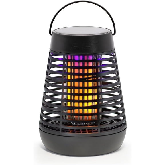 Portable Bug Zapper, 600V Solar Powered Insect Trap & Fly Zapper for Outdoor Use, LED Flickering Flame, Activates Automatically in Dark, Weatherproof Outdoor Fly Trap, Kills Bugs on Contact