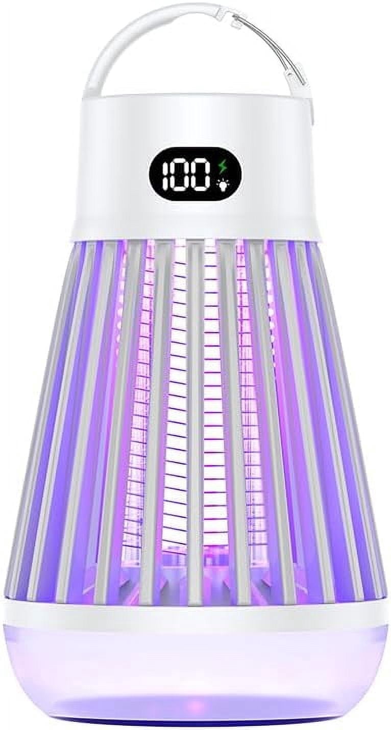 Portable Bug Zapper, Indoor & Outdoor, Cordless Rechargeable Mosquito Zapper, Hanging Hook, 1500V High Voltage, Trap for Fly, Insect, Mosquito & Bugs, Home Garden Patio Backyard