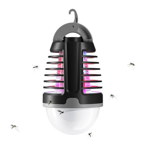 Portable Bug Zapper Outdoor Indoor, Electric Mosquito Fly Killer Lamp with Three Lighting Mode, USB Rechargeable Light Bulb Zapper for Camping, Home, Patio