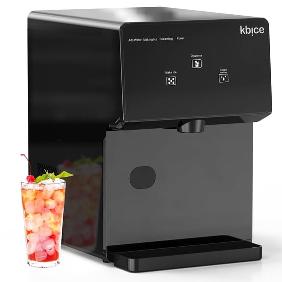 Portable Bullet Ice Maker, 24Lbs/24H, 10 Mins Fast Ice, Self-Dispensing Countertop Ice Machine with Self-Clean, Magnetic Drip Tray, Backlit LED, Dual Water Fill, 48dBA Quiet for Home/Bar/Office