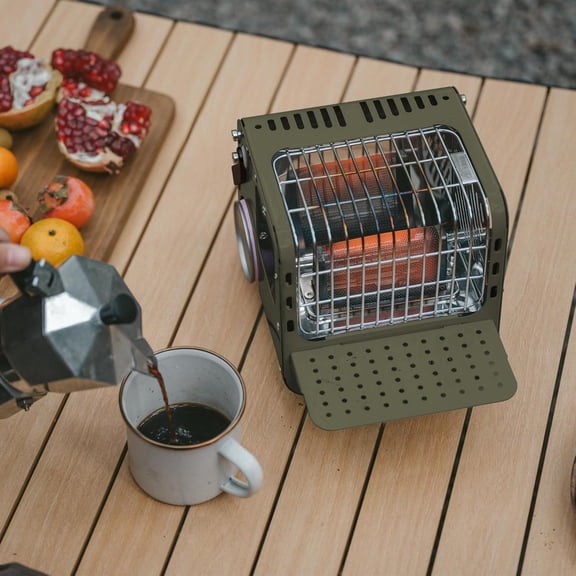 Portable Butane Camp with Warming Shelf | 3750 BTU Indoor Outdoor Space Warmer for Camping Hiking