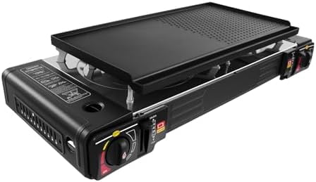 Portable Butane Camping Stove with Grill Pan & Carrying Case - 2 Burner ...