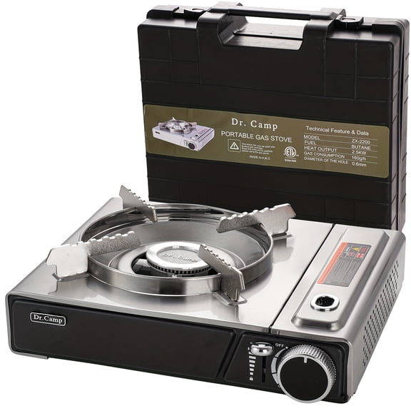 Portable Butane Stove | Compact Outdoor Camping Burner with Adjustable Flame, Steel Finish & Carry Handle for BBQ, Picnics, Korean Cooking