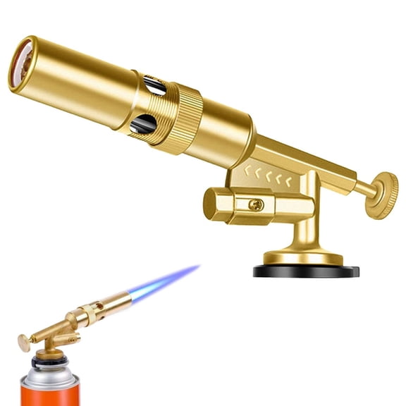 Portable Butane Torch with Adjustable Burner & Safety Lock for Kitchen Kitchen Cooking Torch, Charcoal Lighter, Adjustable Blow Torch for BBQ, Campfire, Fireplace