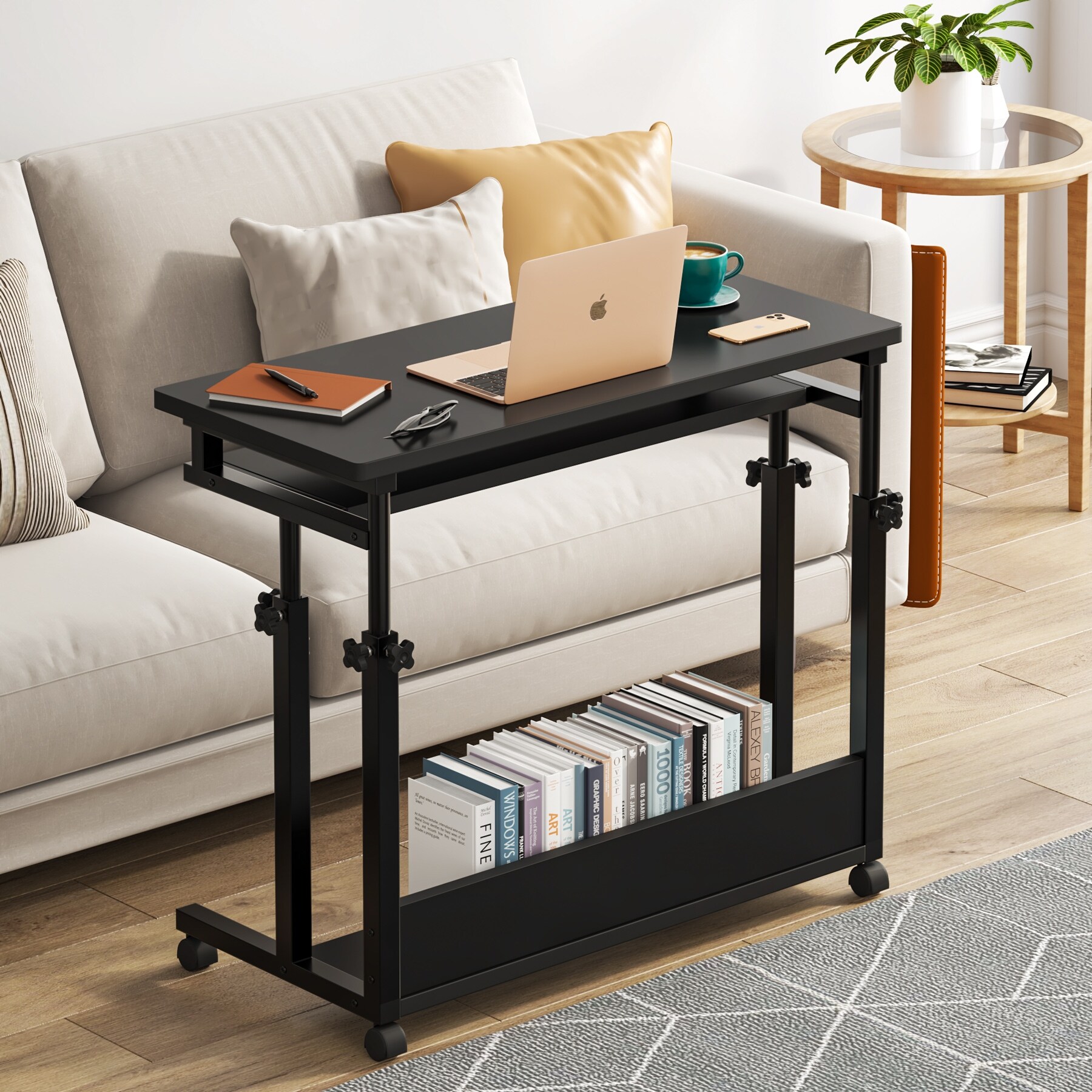 Portable C Table, Laptop Table for Sofa Bed, Adjustable Desk Mobile