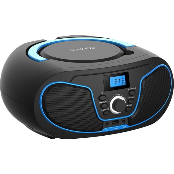 Portable CD Boombox, CD Player with Clear Stereo Sound for Home | Bluetooth 5.3, FM Radio, USB/AUX/3.5mm Earphone Jack, AC/Battery Powered