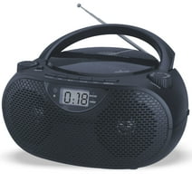 Portable CD Boombox with Bluetooth, USB, Radio, and Bass Boost - Black