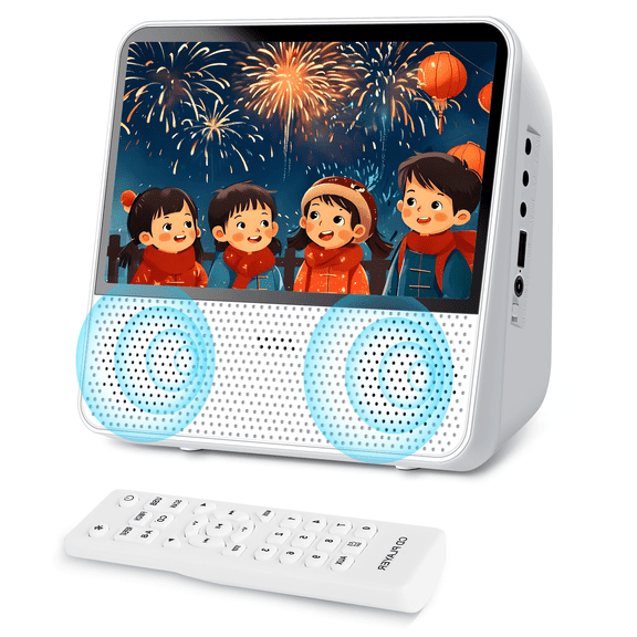 Portable CD DVD Player with 4000mAh Rechargeable Battery, Home CD/DVD Player with Screen Built-in Dual Speakers, Support Bluetooth/AUX/AV/USB/Remote Control