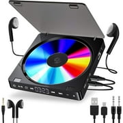 QD-Gotrays Portable CD Player 1200 mAh Personal Rechargeable MP3 CD Player with Double 3.5mm Headphones Female Disc Walkman, AUX