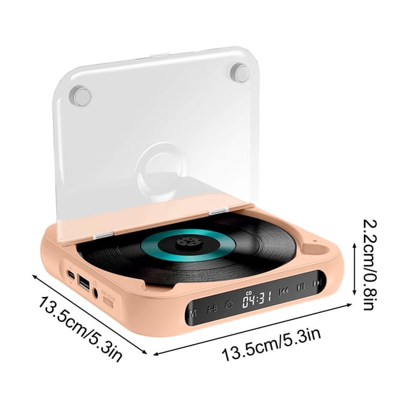 Portable CD Player, Bluetooth 5.1 Connection with Shock Protection, Supports CD, USB, and AUX Input, LCD Display, Rechargeable Battery, for Home and Travel