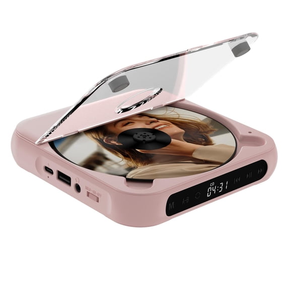 Portable CD Player with Bluetooth 5.3 Transmitter, 2000mAh Rechargeable, Built-in HiFi Dual Speakers, Supports CD/USB/AUX, LCD Display, Headphones Included for Home/Car (Green)