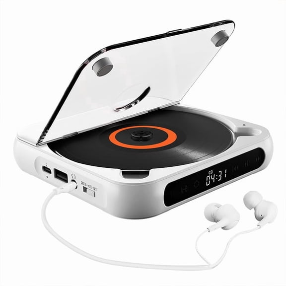Portable CD Player with Bluetooth 5.3 Transmitter, 2000mAh Rechargeable, Built-in HiFi Dual Speakers, Supports CD/USB/AUX, LCD Display, Headphones Included for Home/Car (Green)