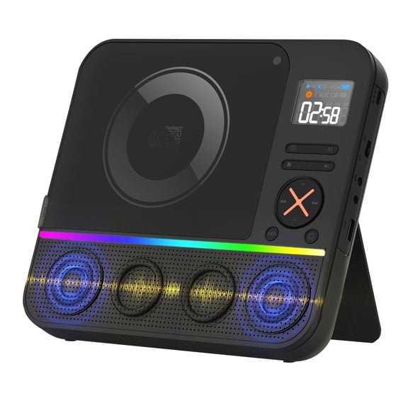Portable CD Player Bluetooth Built-in Speakers, Desktop Boombox CD Player with Bluetooth Portable CD Players for Home with Speakers FM Radio & RGB Light, LED Screen Support USB/AUX Headphone Jack