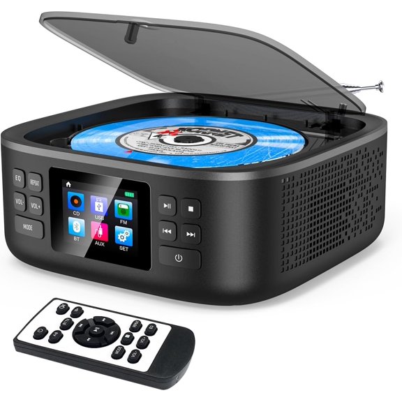 Portable CD Player Bluetooth,Desktop CD Player with Bluetooth Music Boombox Portable CD Players for Home Built-in Dual Speakers FM Radio & Speaker, LED Screen Support USB/AUX Headphone Jack