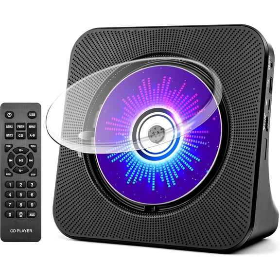 Portable CD Player with Bluetooth, Hi-Fi Speakers & FM Radio | Bluetooth transmitter & receiver, kpop compact CD player for kids & seniors, Hi-Fi stereo, sleep timer, USB/AUX, 5 CD formats