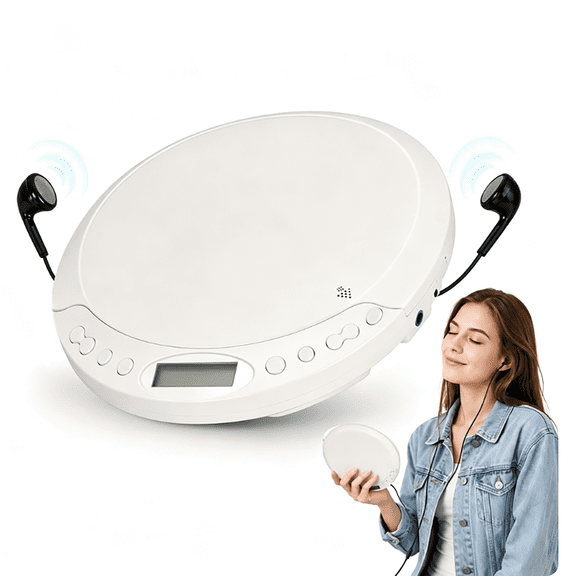 Portable CD Player with Bluetooth, Personal Walkman CD Player with LCD Display, Compact CD Players Compatible CD-R/CD-RW/CD-DA/WMA/MP3, Battery Powered CD Player for Home Car