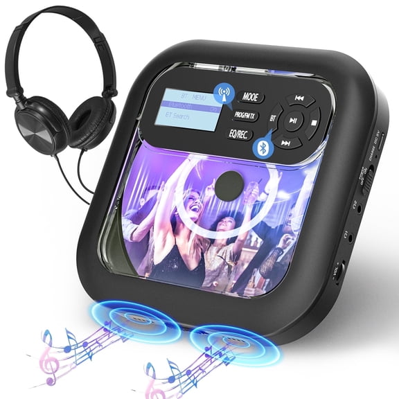 ARAFUNA Portable CD Player Bluetooth with Speakers and Rechargeable, Bluetooth CD Player Portable with Headphones Support FM & AUX Connection