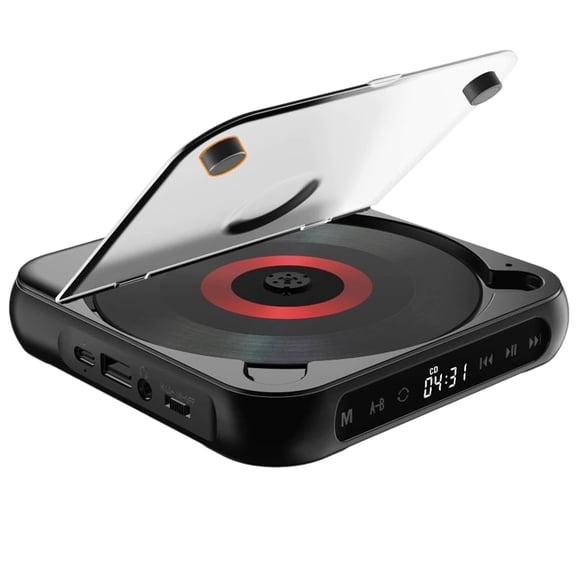 Portable Bluetooth LCD Screen Display CD Player, Plays MP3 & CD-R/RW for Car & Travel, Black