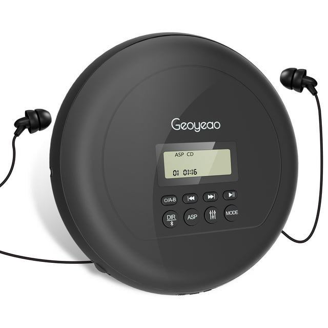 Portable CD Player with Bluetooth, Black Rechargeable CD Player Anti