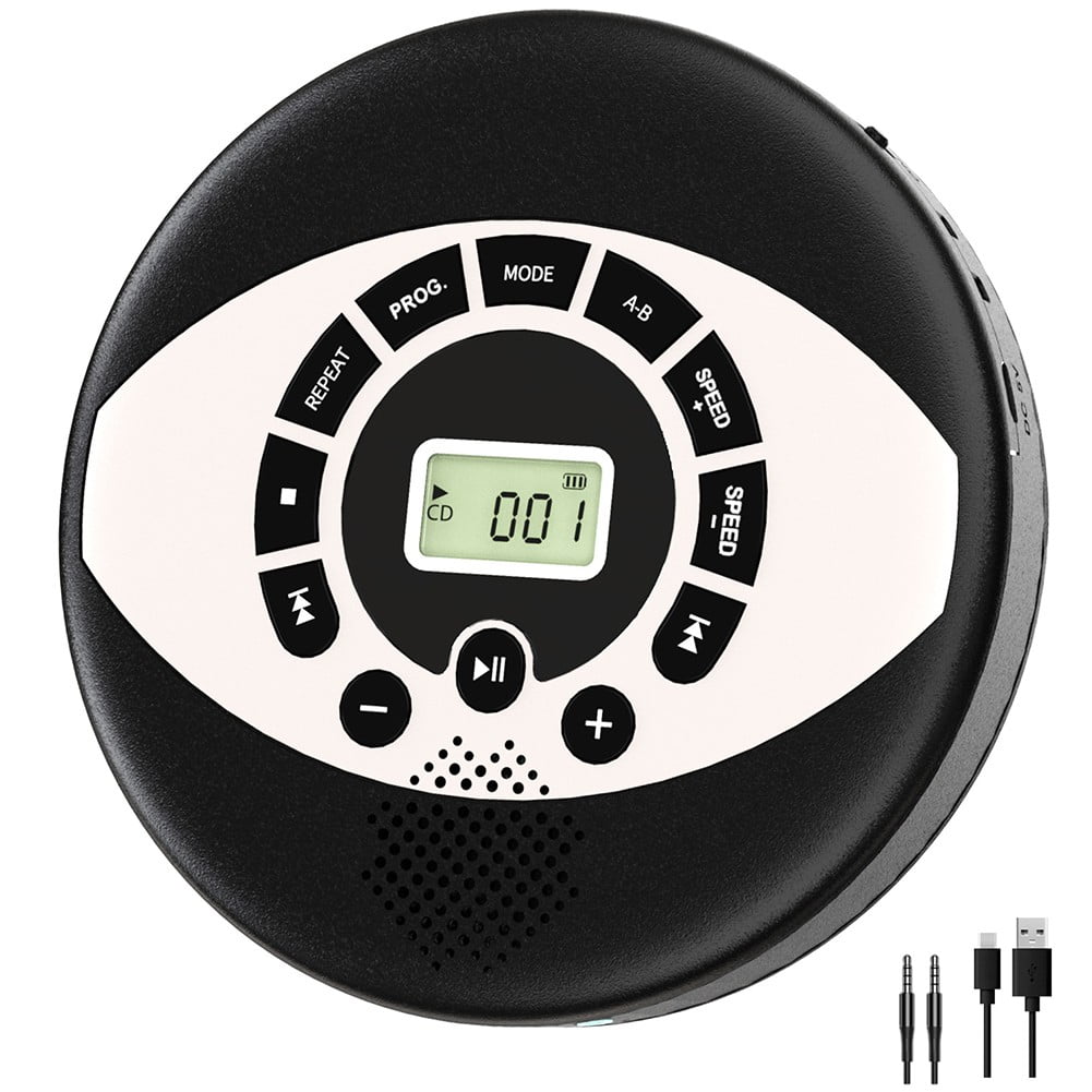 Portable CD Player with Rechargeable Battery Anti Skip: Dual Speakers