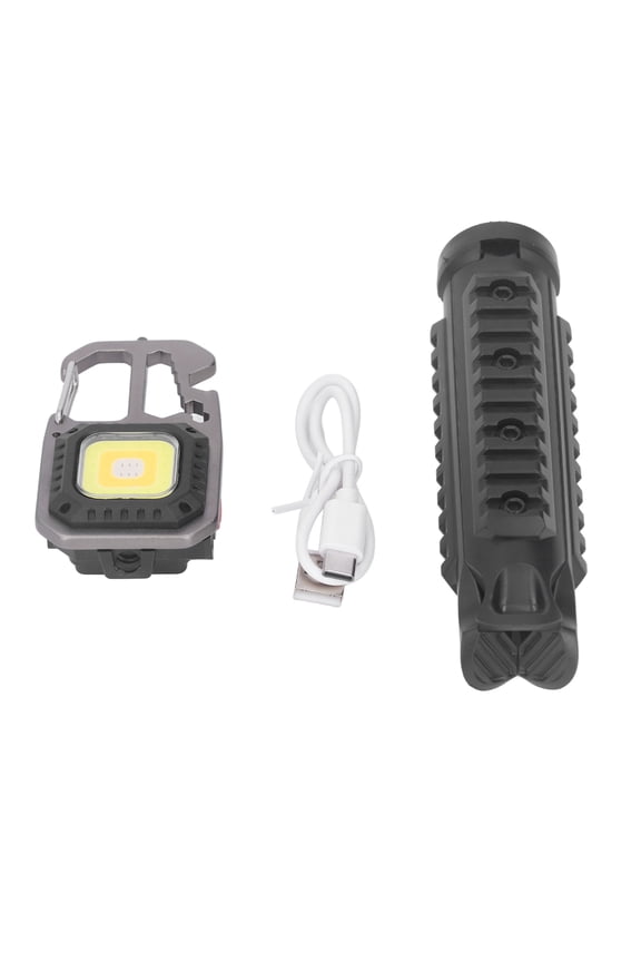 Portable COB Keychain Flashlight, Rechargeable Mini Work Light with Tripod for Camping, Hiking, and Emergency Use