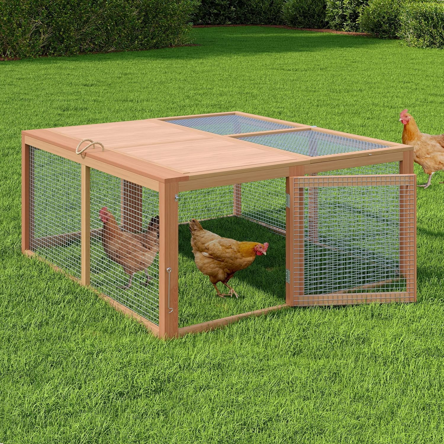 Portable Cages with Top and Side Doors – Portable No-Assembly Hutch for Chickens, Rabbits, and Pets – Collapsible Pine Pen – Indoor/Outdoor Use