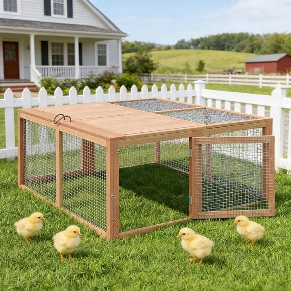 Portable Cages with Top and Side Doors – Portable No-Assembly Hutch for Chickens, Rabbits, and Pets – Collapsible Pine Pen – Indoor/Outdoor Use
