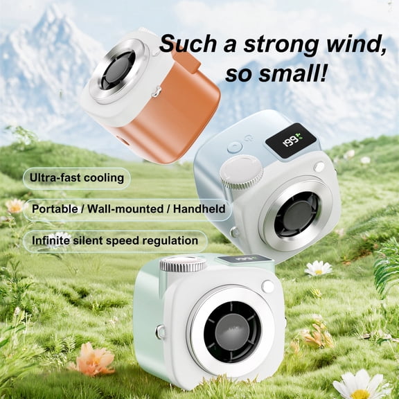 Portable Camera Fan, 199-Speed Adjustable, 2000mAh Battery, Type-C Fast Charging, Ultra-Light 102g Personal Cooling Fan with LED Display for Travel, Work, Outdoor