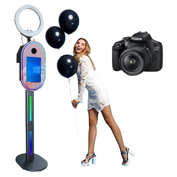 WideMeet Magic Mirror Photobooth with 15.6inch Touch Screen Selfie Machine for Wedding Party Event