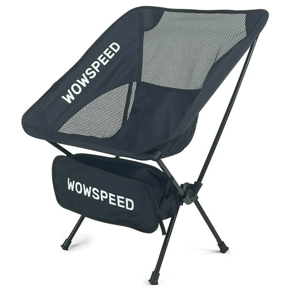 Portable Camp Chair with Carry Bag Lightweight Backpacking Chairs for Beach Hiking Picnic Lawn (Black)