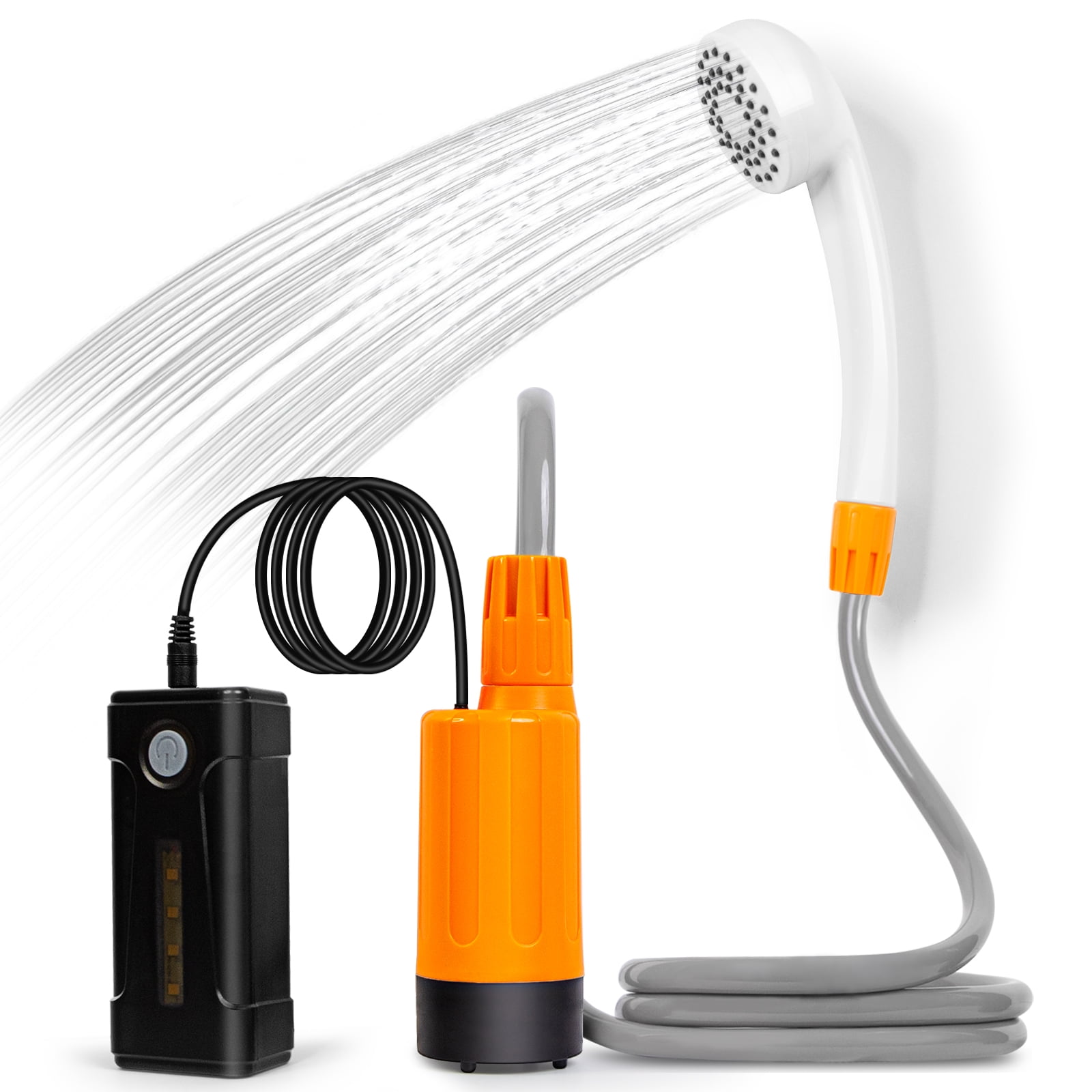 KEDSUM Portable Camp Shower, Camp Shower Pump with 2 Detachable USB  Rechargeable Batteries, Portable Outdoor Shower Head for Camping, Hiking,  Traveling(+ Handheld Bidet Toilet Sprayer) Orange