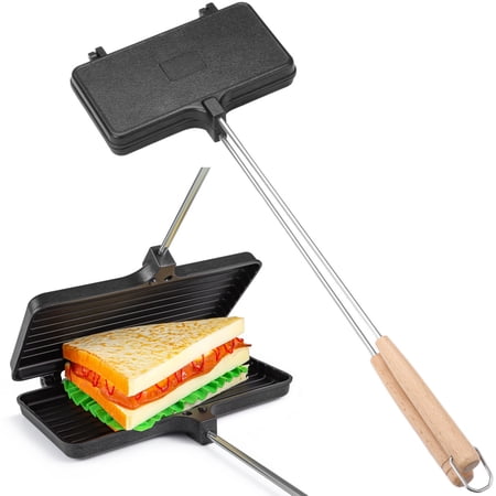Portable Campfire Pie Iron with Dual Removable Handles, Mountain Pie Maker for Camping, Handheld Campfire Sandwich Cooker, Durable Fireplace Cooking Gear