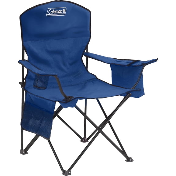 Portable Camping Chair with 4-Can Cooler, Cushioned Seat & Back with Side Pockets & Cup Holder, Carry Bag Included, Great for Camping, Tailgating, Firepits, Patio, & More